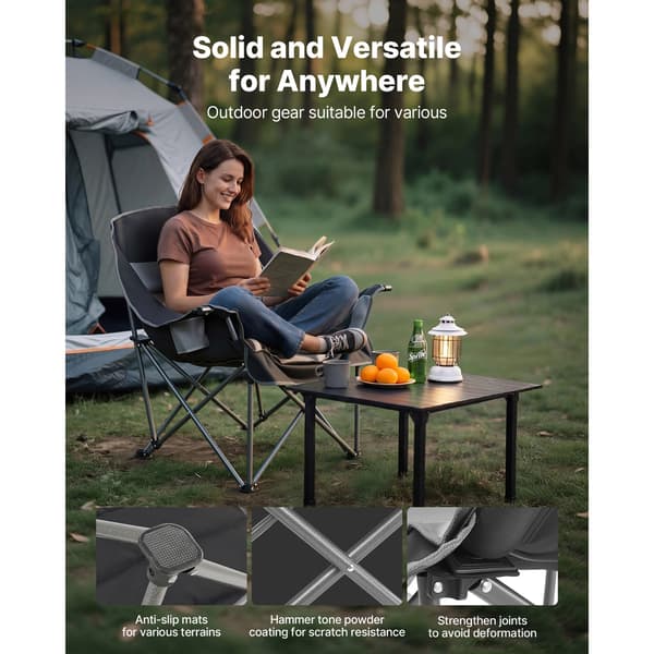 Campingstol 100x70x97,5 cm Sort og Grå Foldbar