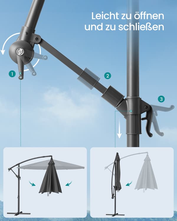 Uteparaply 350 cm Grå Metall Solbeskyttelse