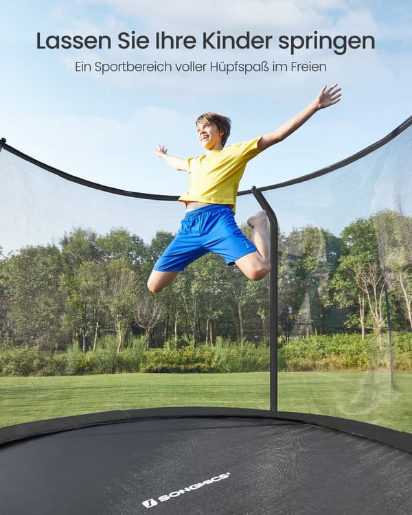 Trampolin 366 cm Svart Stål