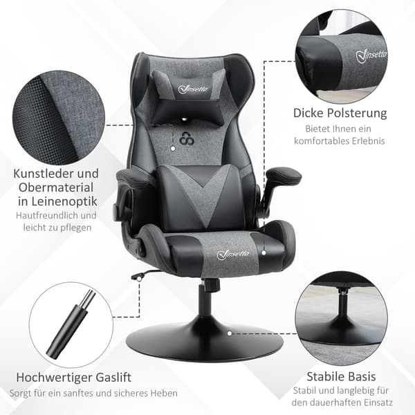 Gaming Stol, 69x73x112-118 cm, Sort, Kunstlæder