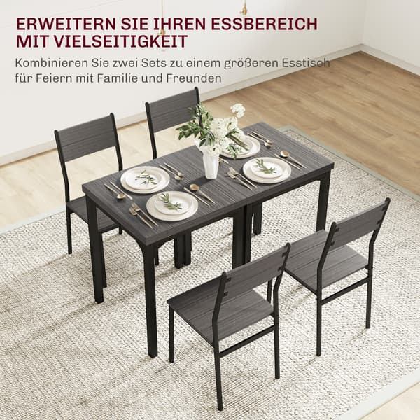 Matgrupp 3-delar Bord och 2 Stolar 60x60x76 cm Grå MDF och Metall
