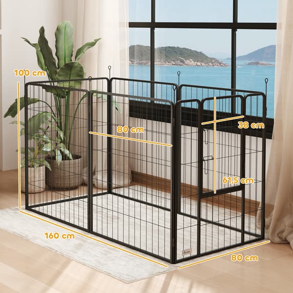 Hundegård, stål, 100 cm høj, sort
