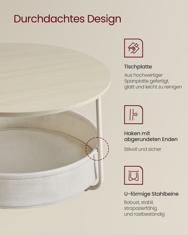 Soffbord 75x45 cm Beige Förvaring