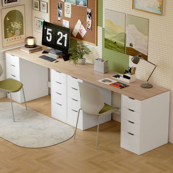 Computerskrivebord, 140x53x75 cm, Hvid, Træ og Stål