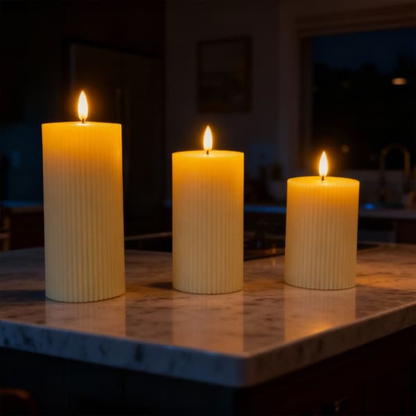LED-kynttiläsarja, 3 kappaletta, beige, aitoa vahaa, Kodustaar