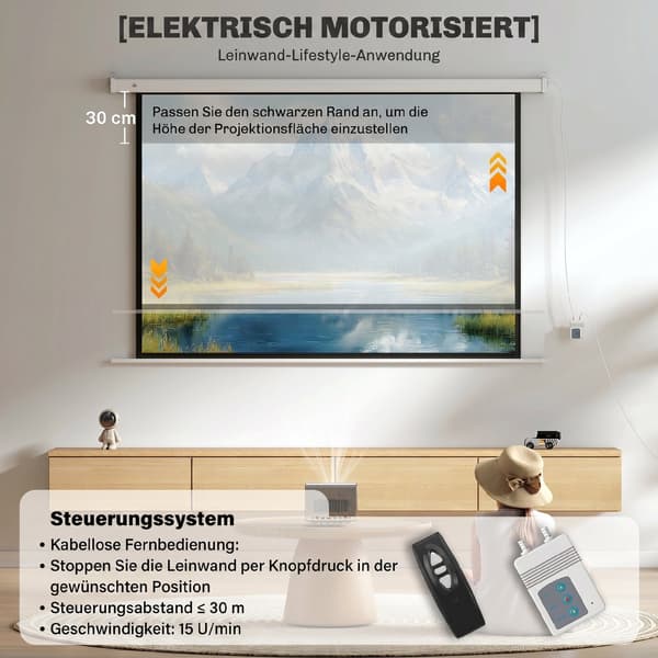 Projektorlærred 212x150 cm hvid