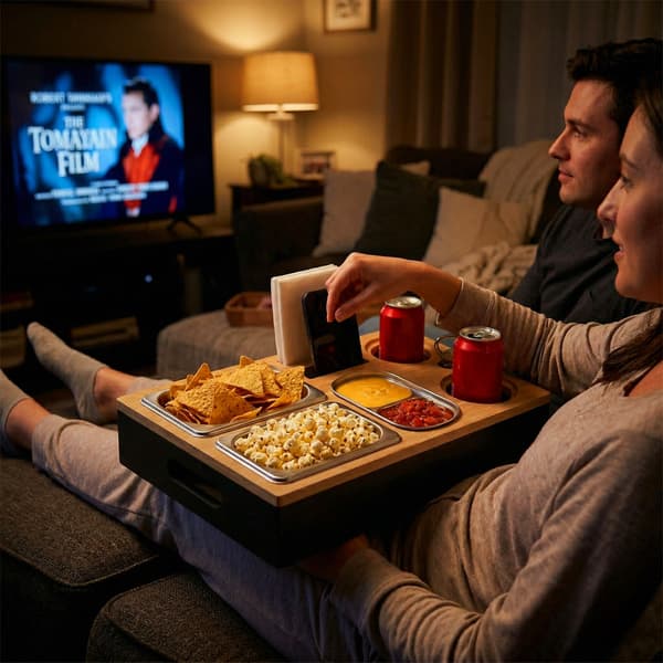 Couch Bar 3 rostfria skålar bambuorganisatör, Kodustaar