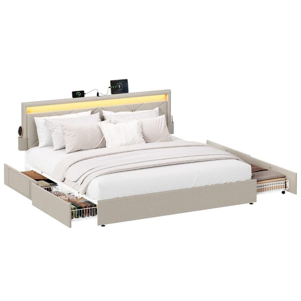 Sängynrunko 210.2x169x88.2 cm Beige Metalli