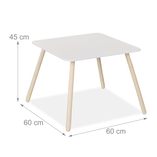 Barnbord och stolar set, 45x60x60 cm, Vit, Trä, Kodustaar