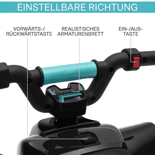 Børne Quad Elektrisk 6V, Frem- og Tilbagefunktion, Sort