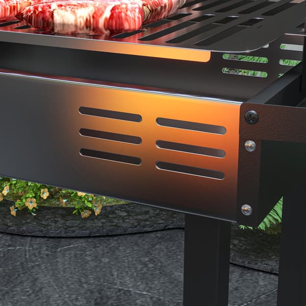 Kulgrill, 118x32x90 cm, Sort, Rustfrit Stål