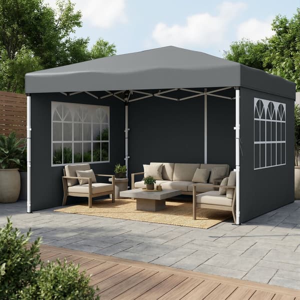 Pavillon 3x3x2,6 m Grå PE-plast og stål