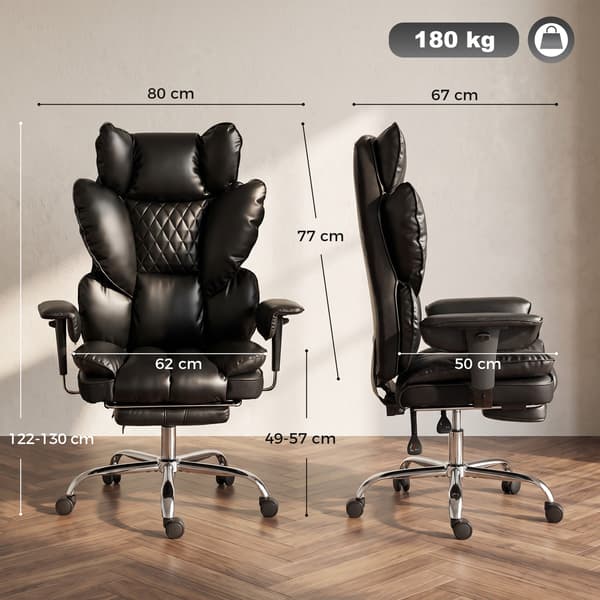 Executive kontorstol 80x67x122-130 cm sort/sølv