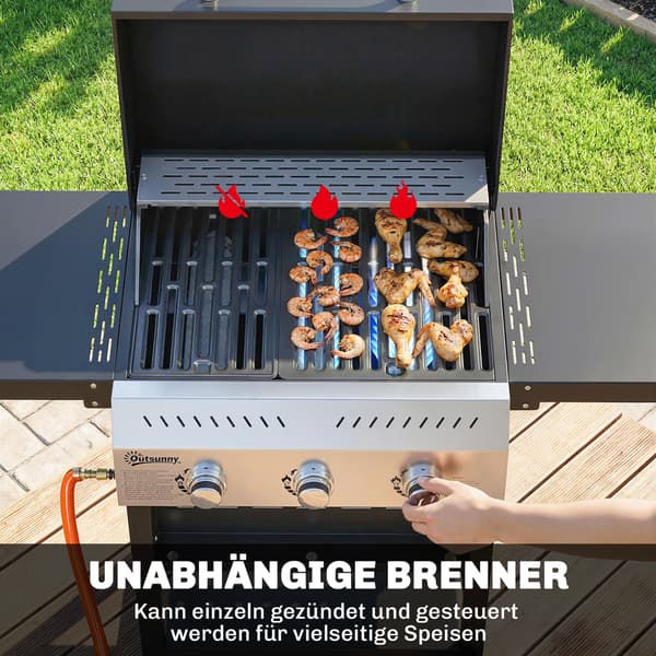 Gasgrill 123x57x102 cm Sort Rustfrit Stål