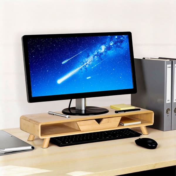 Monitorställ 13x62x20,5 cm Naturlig bambu Förvaring, Kodustaar