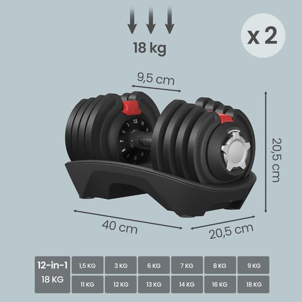 Hantlar 2 set, justerbar, 12-i-1