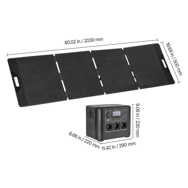 Bærbar Strømstation 1800W 1008Wh 200W Solcellepanel 290x220x230 mm