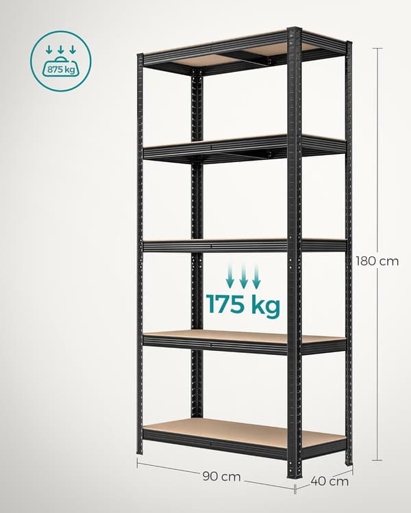 Hyllystö 90x40x180 cm Musta Teräs