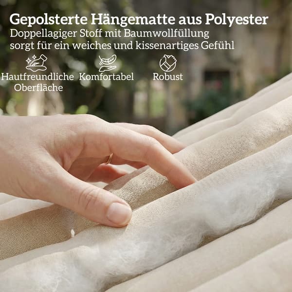 Hängmatta 200x140 cm Krämfärgad Polyester Utomhus