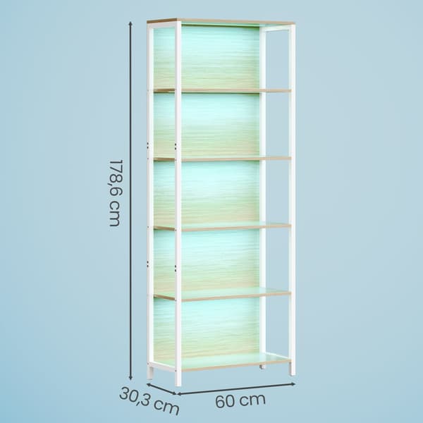 Bogreol 30,3x60x178,6 cm Beige Stål og Spånplade