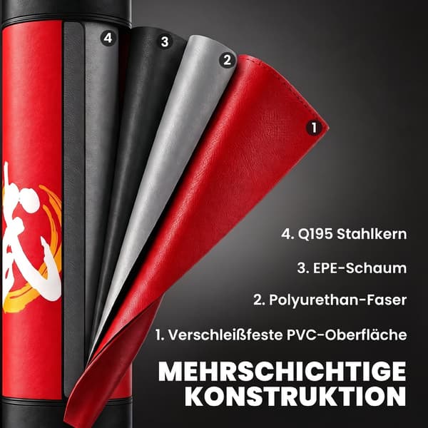 Fritstående boksebold 156 cm rød/sort