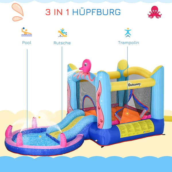 Hoppborg, Bläckfiskdesign, 360x175x180 cm, Blå