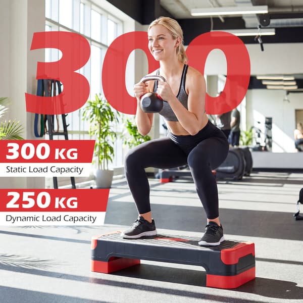 Aerobic Step Platform Sæt 3-i-1 27x11x4-7,5 in rød/sort