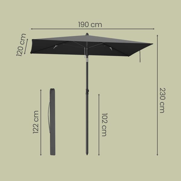Parasol 190x120x230 cm Grå