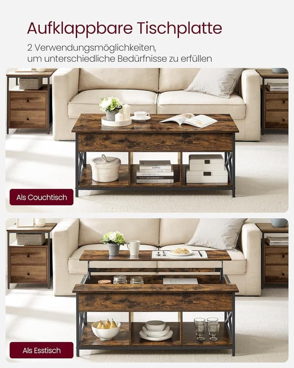Sofabord, 120x59,9x49,4 cm, Brun/Sort