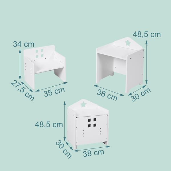 Barnbord och stolsset, 48,5x38x30 cm, Vit, MDF, Kodustaar