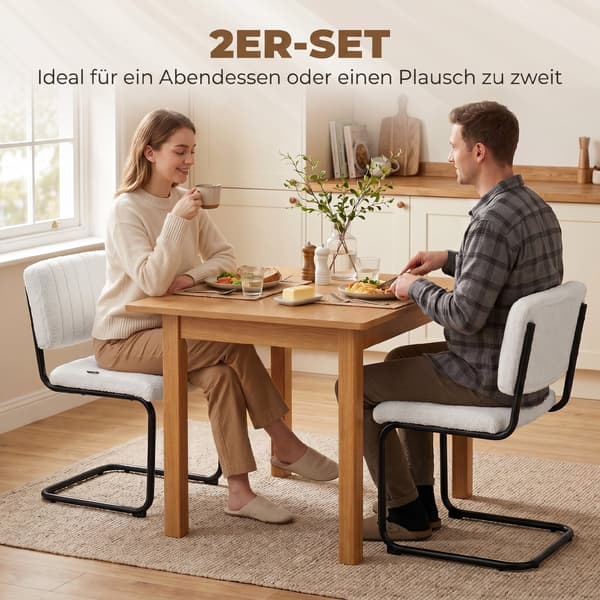 Spisestuestole Sæt med 2 48x55x76 cm creme