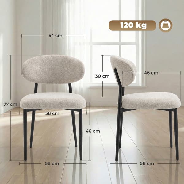 Matstol 58x58x77 cm Beige Stålram