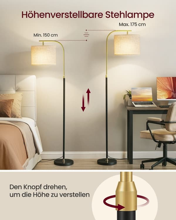 Gulvlampe 30x30x150-175 cm Sort Stål