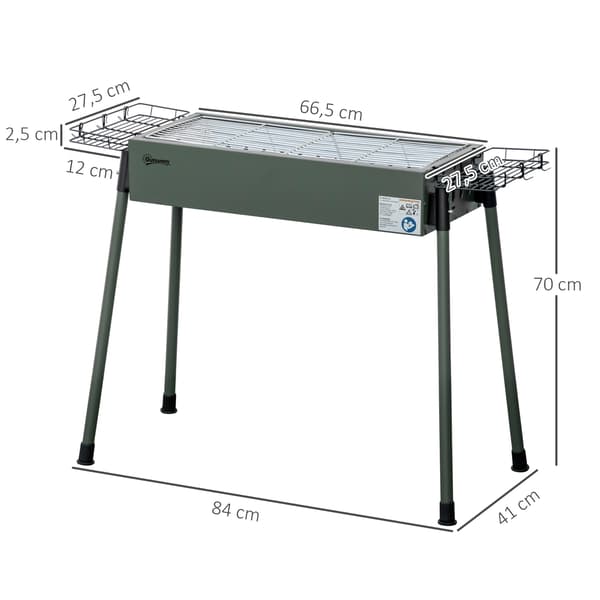 Kolgrill, 77x30x70 cm, Grön