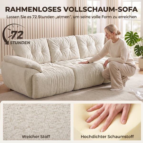 3-sits soffa 260x92x80 cm krämvit