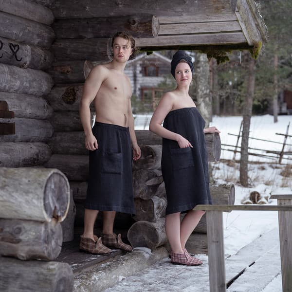 Sarong 85x145 cm Grå Bomuld
