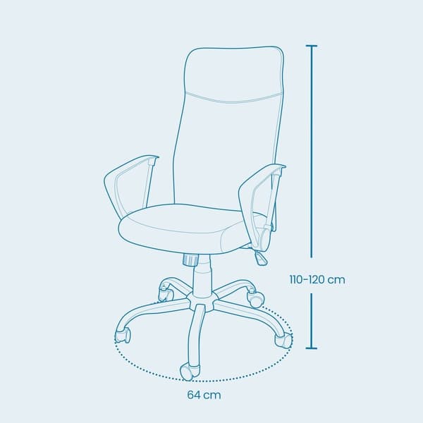Kontorstol, 63x63x110-120 cm, Sort, Stofpolstring