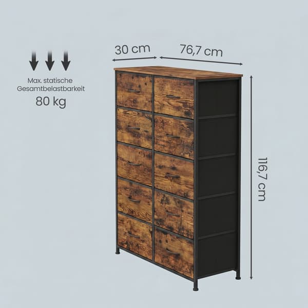 Kommode 10 stoffskuffer