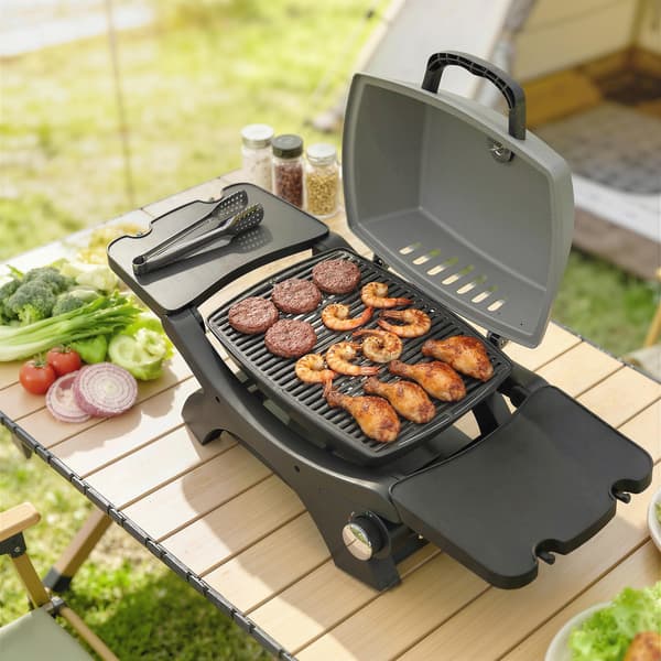 Gasgrill 102x48x38 cm Sort Støbejern
