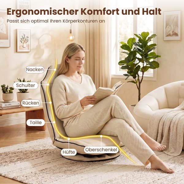 Drejelig gulvspilestol 60x56x77,5 cm beige