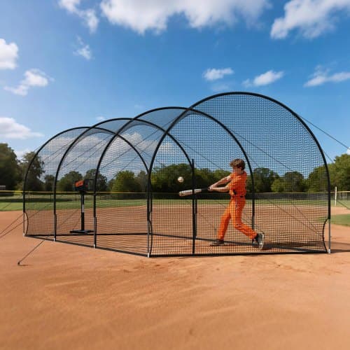 Baseball Batting Cage, 10058x3660x3000 mm, Polyester Net, Transportabel
