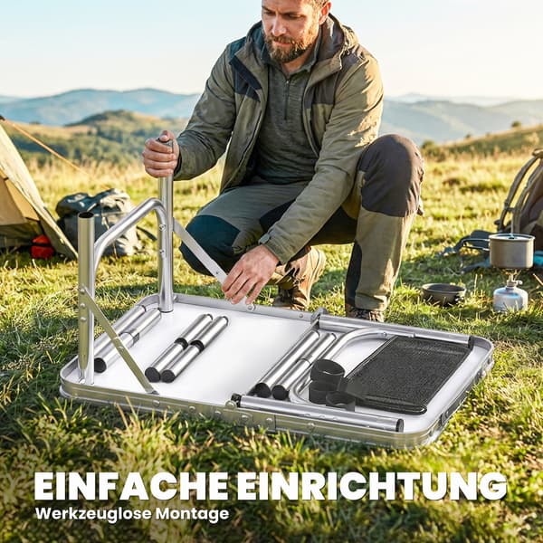 Campingbord 60x40x26-60 cm Sort Aluminium