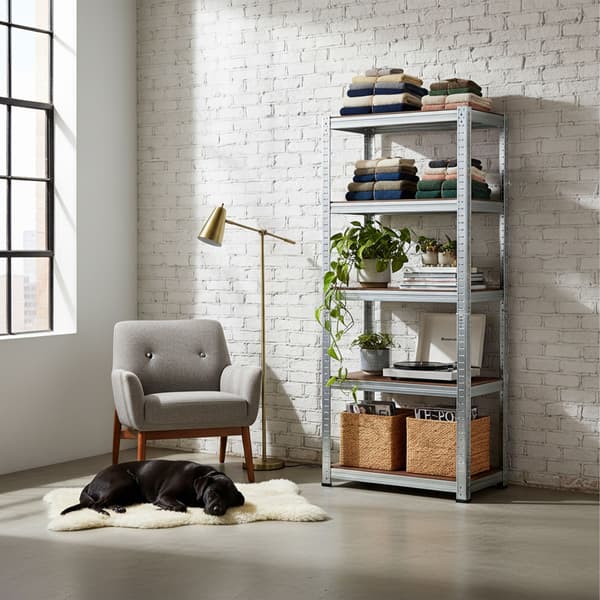 Hyllsystem, 5 hyllplan, 875 kg, Ljusbrun/Silver, Stål, Kodustaar
