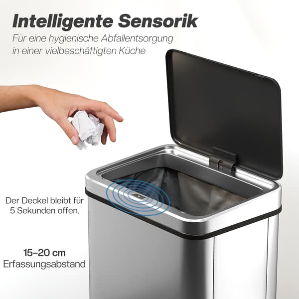 Sensor-soptunna 35,5x26x67 cm Silver Rostfritt stål