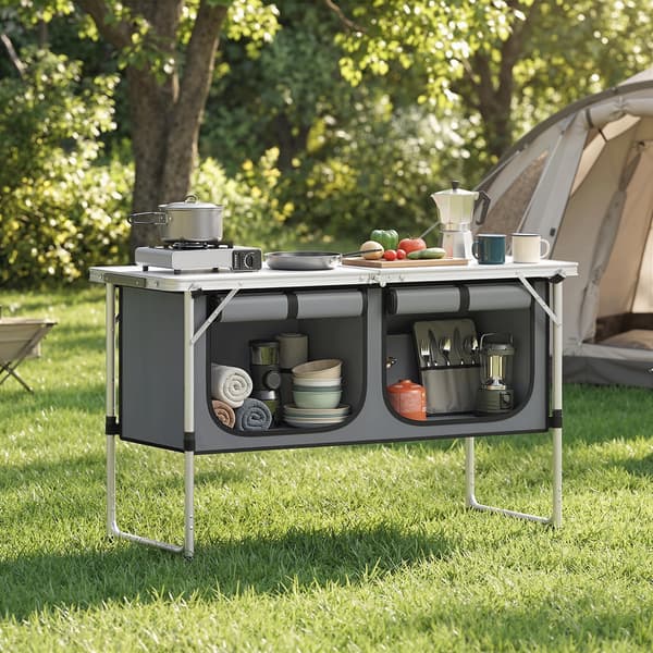 Campingkök 120x47x70 cm Silver Aluminium