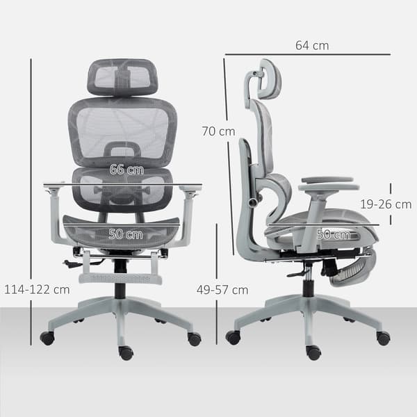 Kontorstol Ergonomisk Skrivebordsstol 66x64x114 cm Grå Mesh Stof