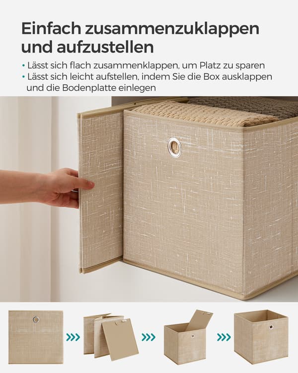 Förvaringslåda Set 30x30x30 cm Beige Vävda Tyger
