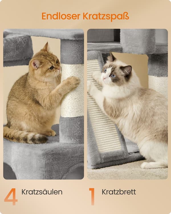 Kattträd 48x48x136 cm Grå Sisal