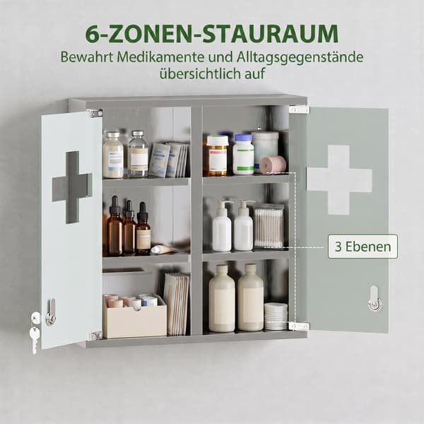 Medicinskab låsbart 48x46x12 cm sølv