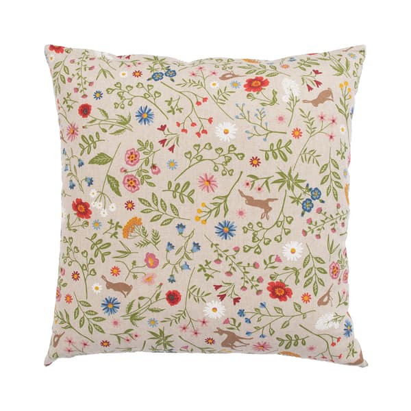 Kudde 45x45 cm djur och blommor bomullstyg
